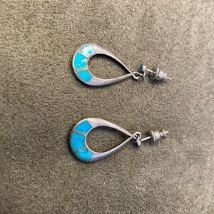 Silver and Turquoise Teardrop Earrings